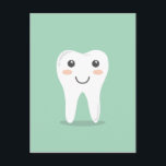 Happy Tooth cartoon tandarts die tandenborstel bor Briefkaart<br><div class="desc">teethcartoonhygienecleaningdentalgezondercarebrushingmedicaltandthtandtandtandtandmedicinedentistrytandpasteoralwortel</div>