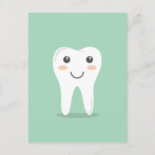 Happy Tooth cartoon tandarts die tandenborstel bor Briefkaart