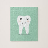 Happy Tooth cartoon tandarts die tandenborstel bor Legpuzzel (Verticaal)
