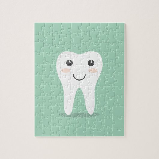 Happy Tooth cartoon tandarts die tandenborstel bor Legpuzzel (Verticaal)