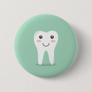 Happy Tooth cartoon tandarts die tandenborstel bor Ronde Button 5,7 Cm
