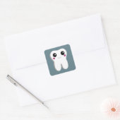 Happy Tooth Cute Tekening Vierkante Sticker (Envelop)