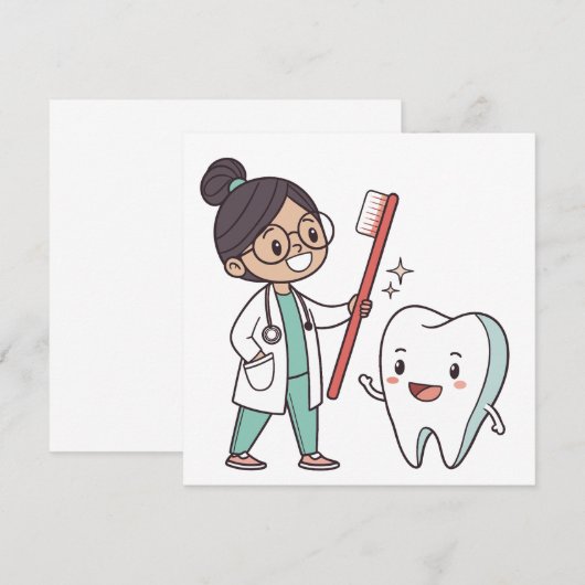 Happy Tooth Dental Care vlakke Kaart (Voorkant / Achterkant)