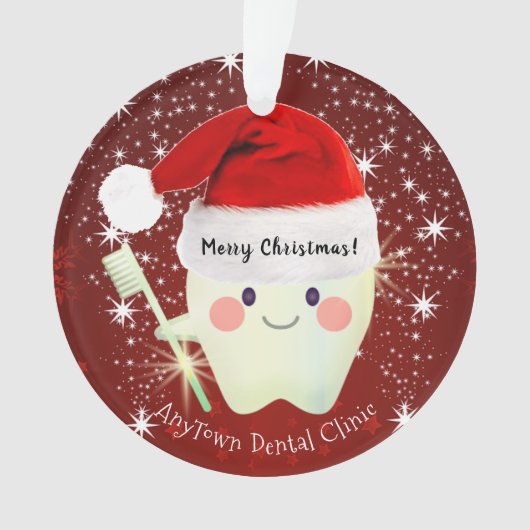 Happy Tooth in Santa Hat    KerstmisOrnament Ornament (voorkant)