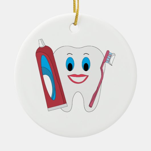 Happy Tooth Keramisch Ornament (Voorkant)