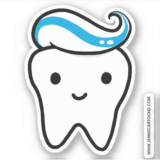 Happy Tooth met tandpasta Funny Cute Dental Sticker (Voorkant)