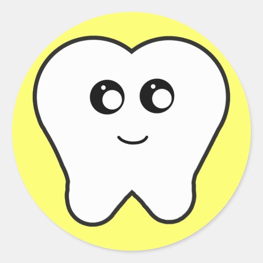 Happy Tooth Ronde Sticker (Voorkant)
