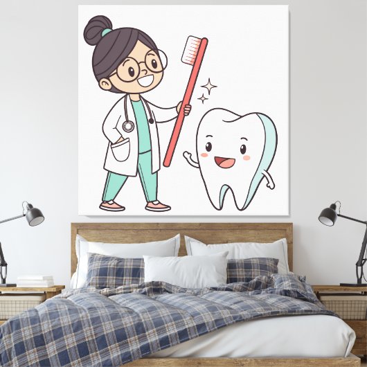Happy Tooth & Tandarts Canvas Kunst (Insitu (Slaapkamer))