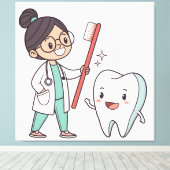 Happy Tooth & Tandarts Canvas Kunst (Insitu (Houten vloer))