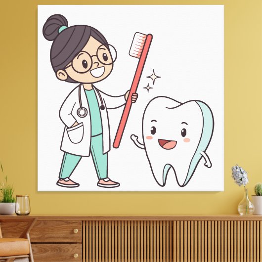 Happy Tooth & Tandarts Canvas Kunst (Insitu (Woonkamer))