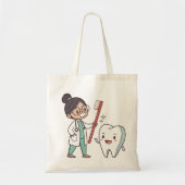 Happy Tooth Tandheelkundige Zorg Tote Bag (Voorkant)