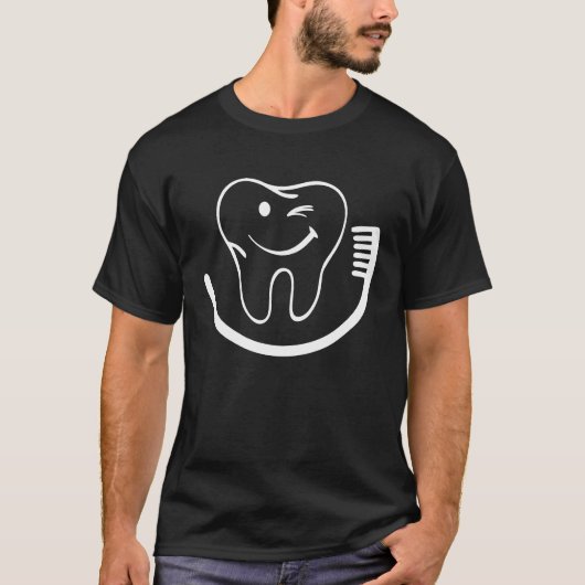 Happy Tooth Toothbrush Dentist Assistant Hygienist T-shirt (Voorkant)