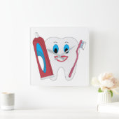 Happy Tooth Vierkante Klok (Huis)