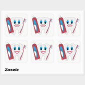 Happy Tooth Vierkante Sticker (Vel)