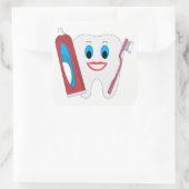 Happy Tooth Vierkante Sticker (Tas)