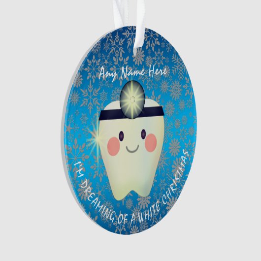 Happy Tooth White Kerstmis Ornament (voorkant)