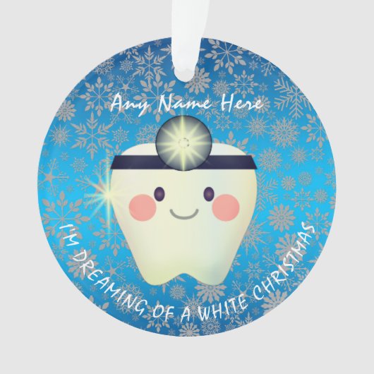 Happy Tooth White Kerstmis Ornament (voorkant)