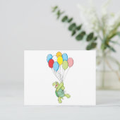 Happy Tortoise Flying op Balloons Briefkaart (Staand voorkant)