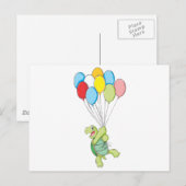 Happy Tortoise Flying op Balloons Briefkaart (Voorkant / Achterkant)