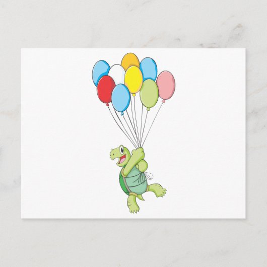 Happy Tortoise Flying op Balloons Briefkaart (Voorkant)