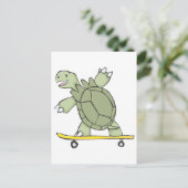 Happy Tortoise Riding Schaats Board Briefkaart (Staand voorkant)