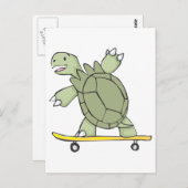Happy Tortoise Riding Schaats Board Briefkaart (Voorkant / Achterkant)