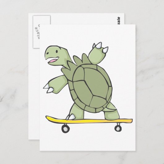 Happy Tortoise Riding Schaats Board Briefkaart (Voorkant / Achterkant)