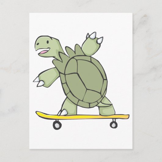 Happy Tortoise Riding Schaats Board Briefkaart (Voorkant)
