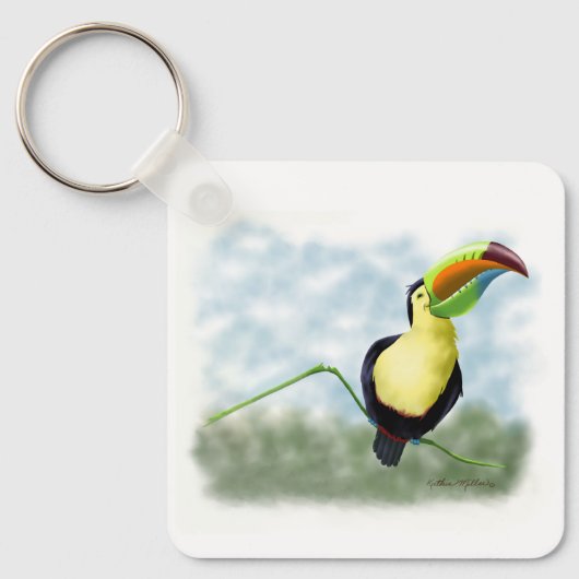 Happy Toucan Cartoon Sleutelhanger (Voorkant)