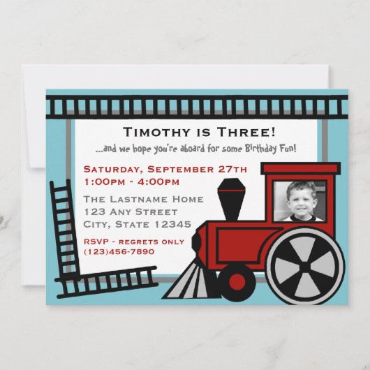 Happy Tracks Railroad Uitnodiging / Rood (Voorkant)