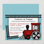 Happy Tracks Railroad Uitnodiging / Rood (Voorkant / Achterkant)