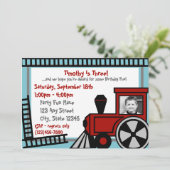 Happy Tracks Railroad Uitnodiging / Rood (Staand voorkant)