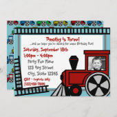 Happy Tracks Railroad Uitnodiging / Rood (Voorkant / Achterkant)