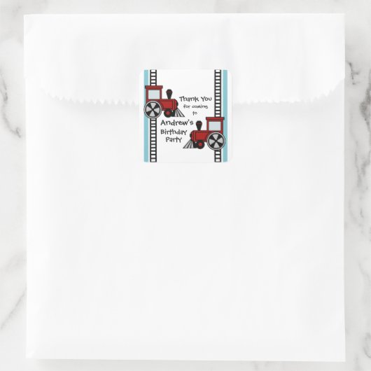 Happy Tracks / Rood Vierkante Sticker (Tas)