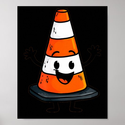 Happy Traffic Cone Look For Man And Woman  Poster (Voorkant)