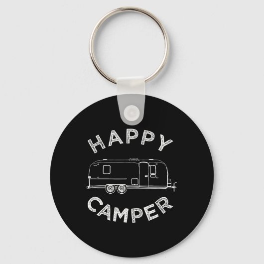 Happy Trailer Camper , Retro Camping Caravan T-shi Sleutelhanger (Voorkant)