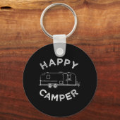 Happy Trailer Camper , Retro Camping Caravan T-shi Sleutelhanger (Voorkant)