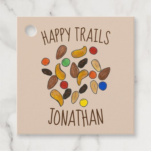 Happy Trails Camping Trail Mix Goodbye Retirement Bedankjes Labels (Voorkant)