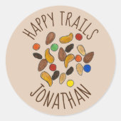 Happy Trails Camping Trail Mix Goodbye Retirement Ronde Sticker (Voorkant)