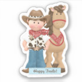 Happy Trails Cowboy Horse Die Cut Sticker Decal (Voorkant)