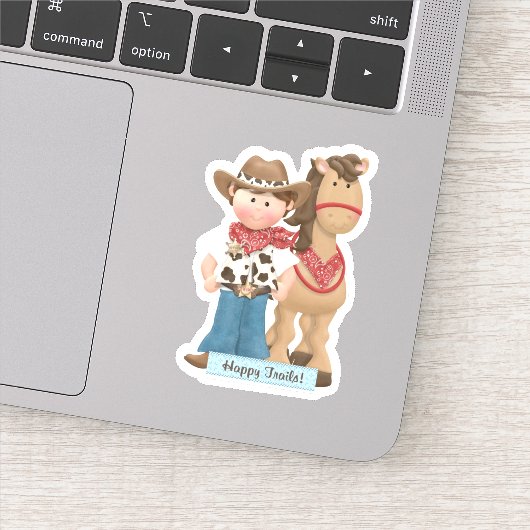 Happy Trails Cowboy Horse Die Cut Sticker Decal (Detail)