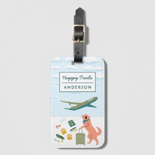 Happy Trails Dog reist Bagagelabel (Voorkant (verticaal))