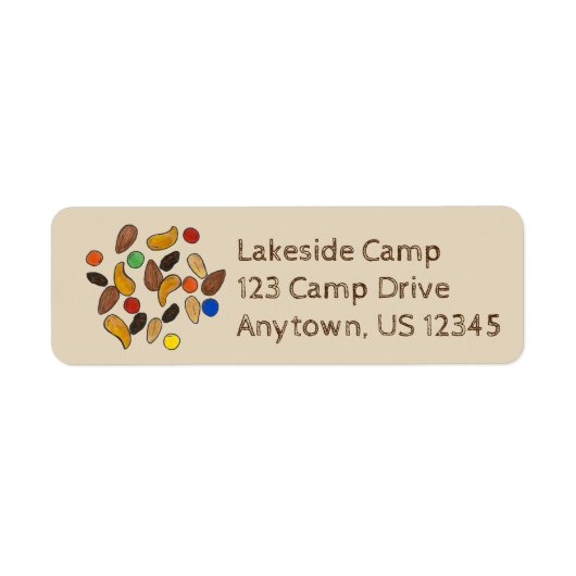 Happy Trails Summer Camp Camping Trail Mix Nuts Etiket (Voorkant)