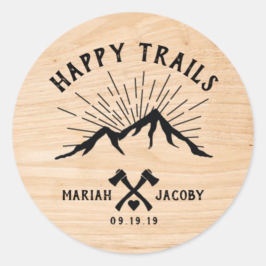 Happy Trails Wedding Favor DIY Trail Mix Ronde Sticker (Voorkant)