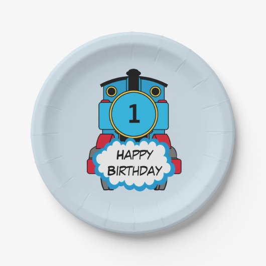 Happy Train boy birthday plate Papieren Bordje (Voorkant)