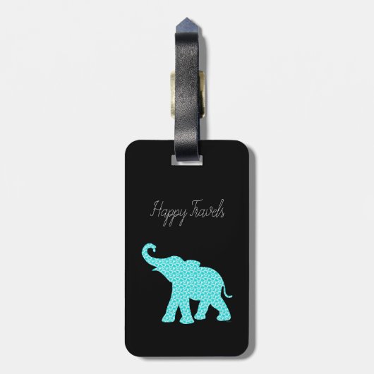 Happy Travels Elephant-Art uniek Bagagelabel (Achterkant verticaal)