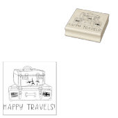 Happy Travels Koffer Rubber Art Stamp Rubberstempel (Gestempeld)