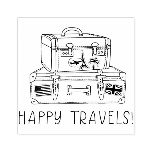 Happy Travels Koffer Rubber Art Stamp Rubberstempel (Afrduk)