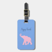 Happy Travels Roze Olifant-Art Uniek Bagagelabel (Voorkant verticaal)