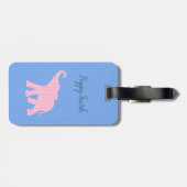 Happy Travels Roze Olifant-Art Uniek Bagagelabel (Achterkant horizontaal)